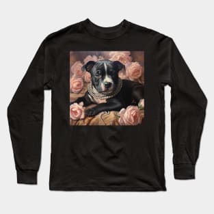 Black Staffy Portrait Long Sleeve T-Shirt